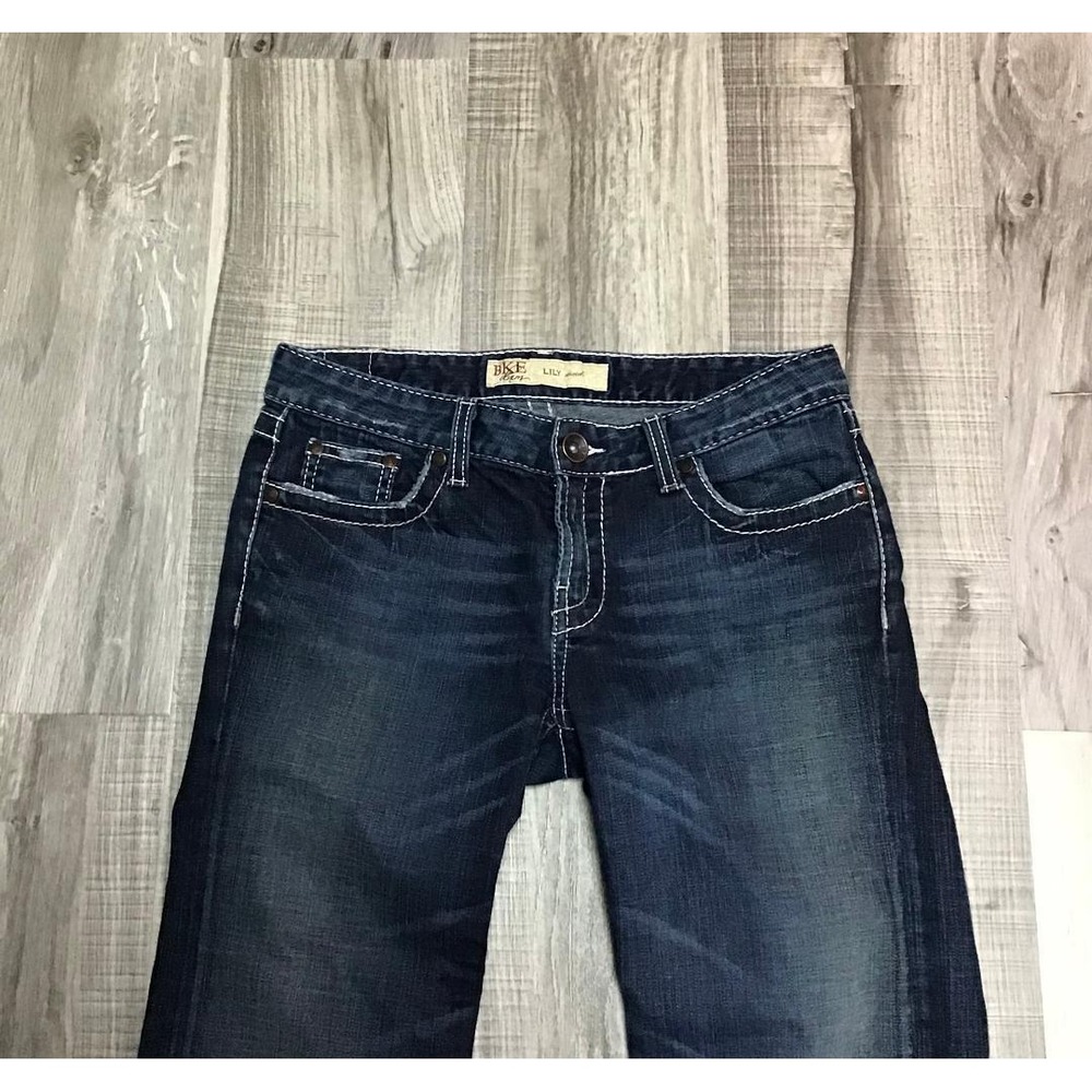 BKE Lily Stretch Dark Wash Denim Capris Jeans Womens Sz 29 Thick Stitch Low Rise - Picture 2 of 12